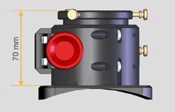 Axis instruments - hauteur du porte-oculaires Crayford standard 2 pouces. Prévoir environ 10mm de plus (épaisseur de l'embase taraudée) en cas d'utilisation au foyer Cassegrain.